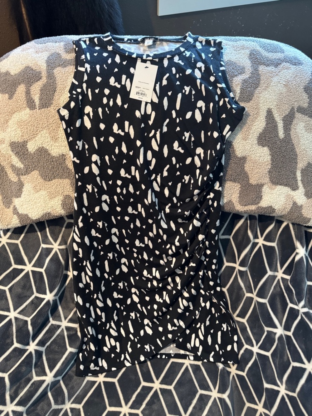 Nine West Black and White Sleeveless Mini Dress